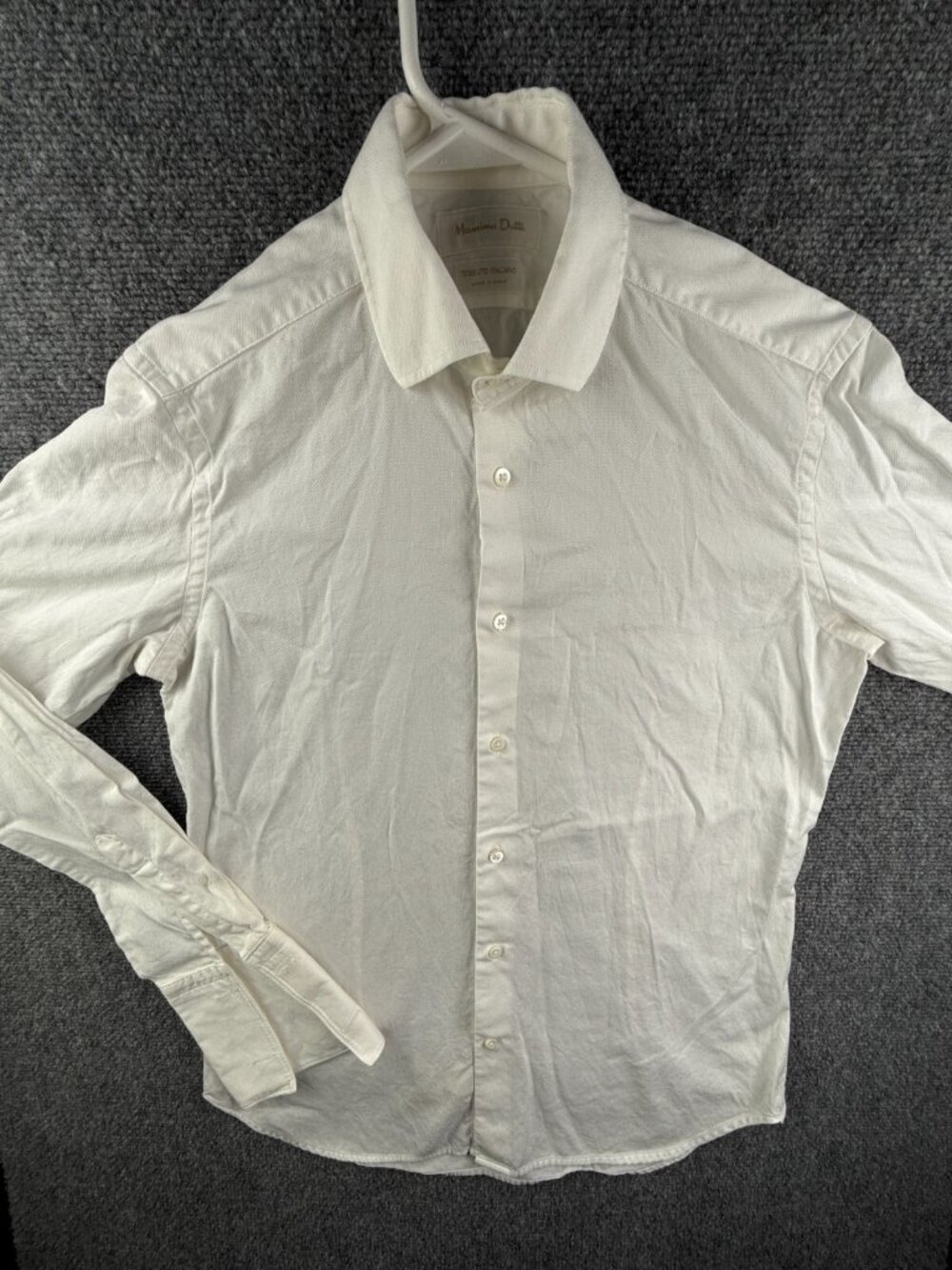 Massimo Dutti Men White Long Sleeve Button Up Shirt French Cuffs Size 15 Spain